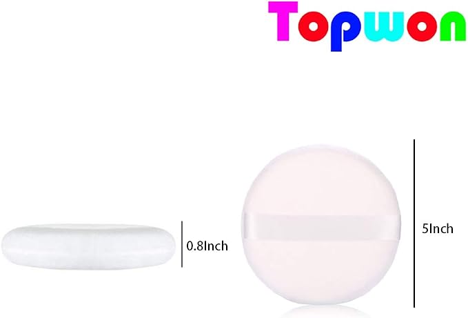 Topwon 5'' Powder Puff for Body Baby - Extra Large Jumbo Size, Use for Dusting Powder or Blending & Setting Makeup Foundation (4 Pieces)