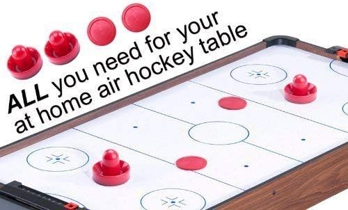 Mini Air Hockey Pucks and Paddles - Replacement Set Value Pack - Set of Two Red Air Hockey Pushers and Four 2 Inch Red Pucks I Epic Gifts
