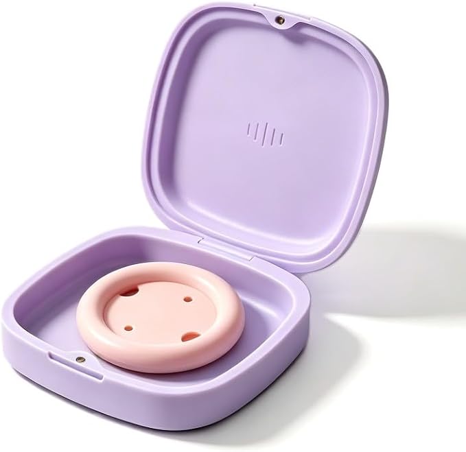 Slim Pessary Holder for Travel, Vented Pessary Storage Case, Pessary Container with Vent Holes, Magnetic Closure (Purple)