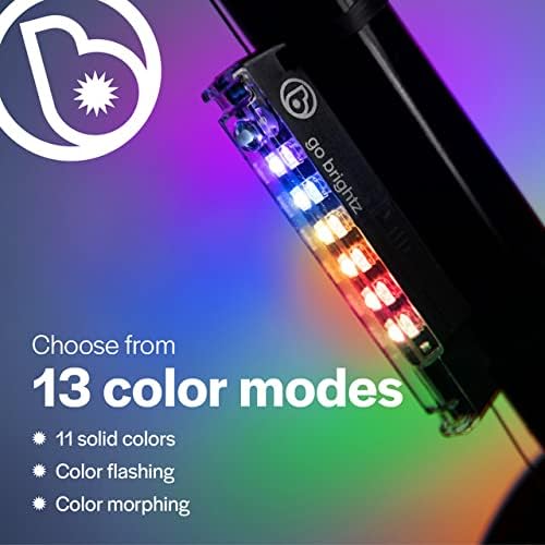 Brightz GoBrightz LED Bike Frame Light - Glowing Bike Underglow Light Bar for Night Riding - 4 Modes Flashing or Steady Glow - Cool Bicycle Lights for Kids, Teens & Adults - Be Cool, Be Safe, Be Seen