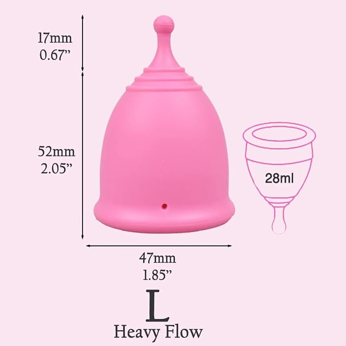 SHORDY Menstrual Cups - Large Reusable Period Cup for Women (Pink) | High capacity, 100% medical grade silicone, 12 hr comfort, Disc Tampon alternative, Copa menstrual para mujer