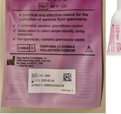 Semen Collection Condom w/4g Lubricant