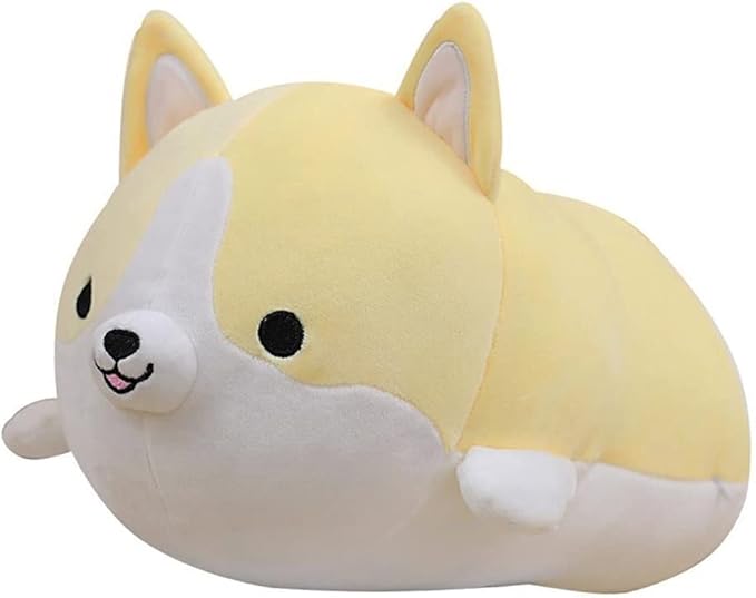 Corgi Dog Plush Pillow, Cute Shiba Inu Corgi Butt Stuffed Animal Toys Gifts for Bed, Valentine, Kids Birthday, Christmas (Yellow, 17.3inch)