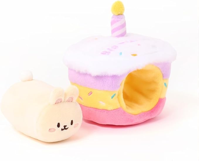 Anirollz Birthday Cake Oufitz Bunniroll Mini Plush – Soft & Cuddly Stuffed Bunny, Cute Collectible Gift for Plush Lovers, 4” Small & Adorable