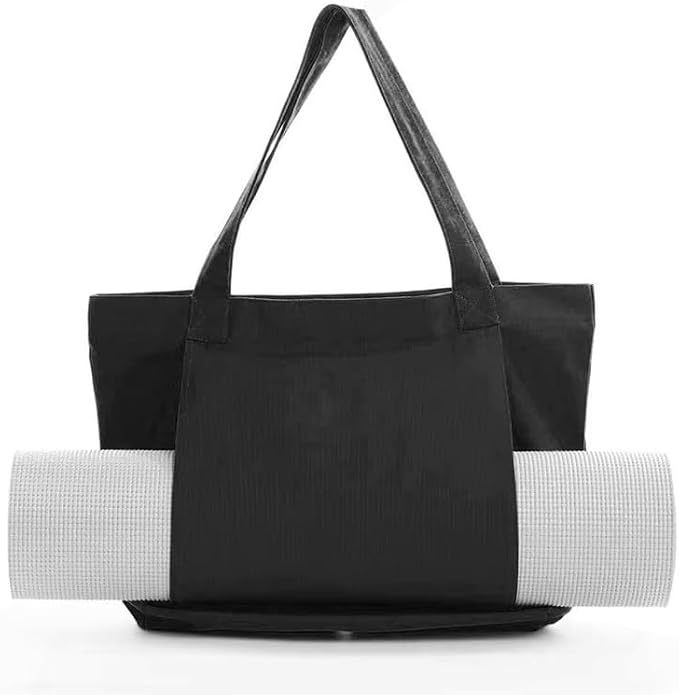 Yoga Canvas Tote Bag, Large Capacity, Sturdy Multifunctional, Shoulder Bag with Mat Carrier, Pockets