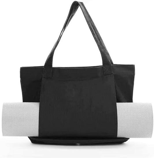 Yoga Canvas Tote Bag, Large Capacity, Sturdy Multifunctional, Shoulder Bag with Mat Carrier, Pockets