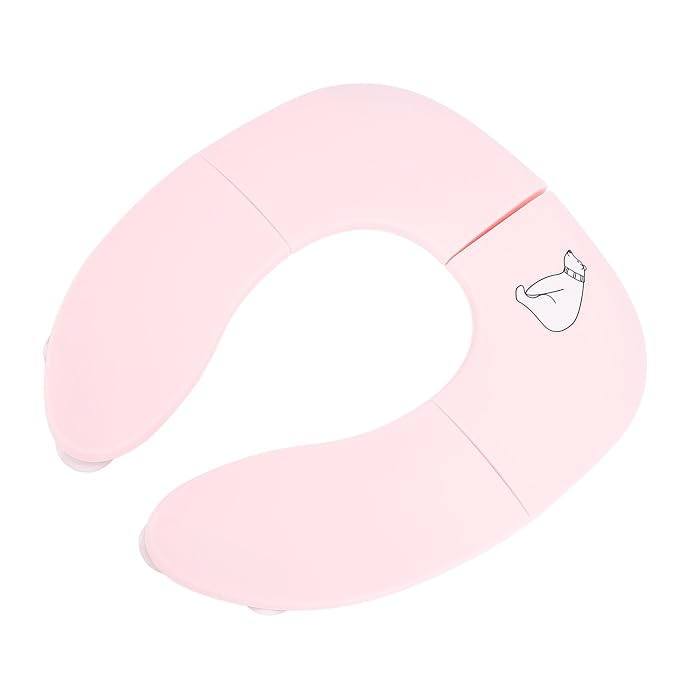Foldable Travel Potty Seat for Toddler Portable Slip Suction Cup Toilet Training Baby Folding Potty Seat (Roseate)