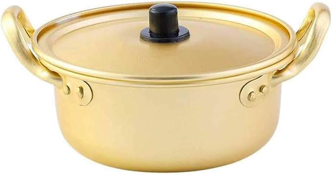Ramen pot, fast Korean noodle cooker, 3 minute boiler for soup pasta egg, easy light cookware with lid (16cm)