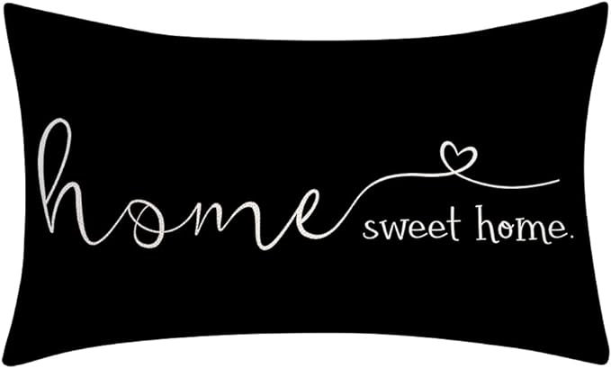 Farmhouse Pillow Covers, 12x20 Inch - Home Decorative Throw Pillow Case, Housewarming Gift, Black