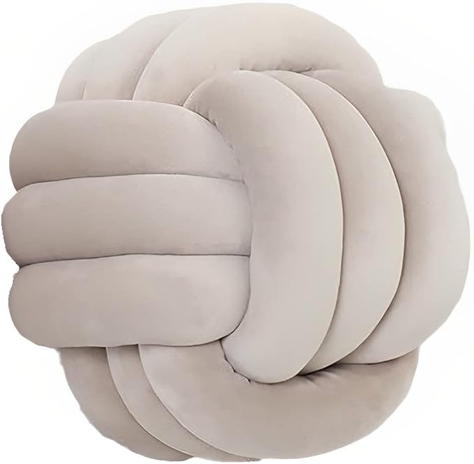 Knot Pillow Ball Round Cushion Pillows, Children Room Decoration Plush Toys Calming Stress Relief Toy (Light Gray,8.5in/22cm)