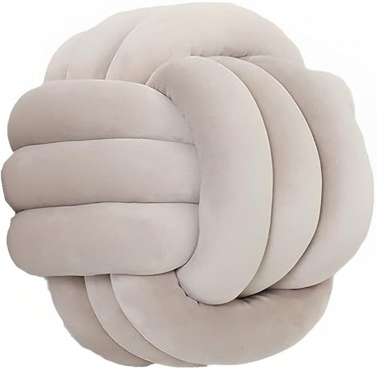 Knot Pillow Ball Round Cushion Pillows, Children Room Decoration Plush Toys Calming Stress Relief Toy (Light Gray,8.5in/22cm)