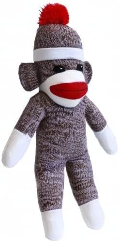 Plushland Adorable Sock Monkey, The Original Traditional Hand Knitted Stuffed Animal Toy Gift-for Kids, Babies, Teens, Girls and Boys Baby Doll Present Puppet (16'' Brown)