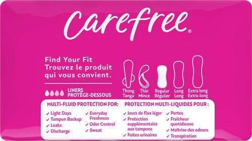 Carefree Panty Liners for Women, Regular, Wrapped, Unscented, 54ct (Pack of 2)