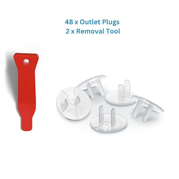 BABY PROOF ME 48 Pack Outlet Covers Baby Proofing, Provide Shock Prevention and Easy Installation, Safe and Secure Plastic Plug Covers for Power Sockets (48 Outlet Covers)