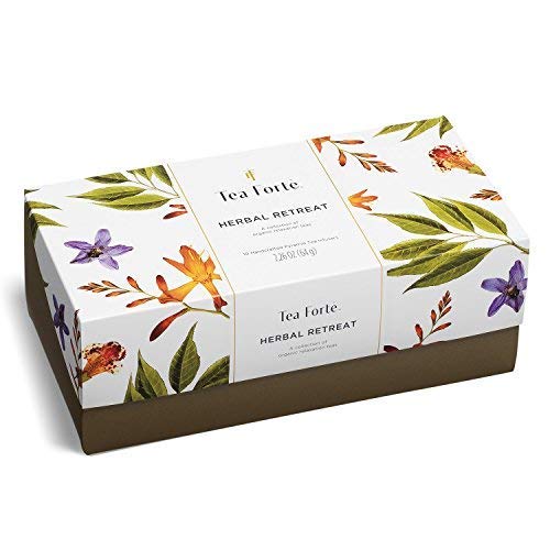 Tea Forte Premium Presentation Box Gift Set Sampler, 20 Count, Assorted Blends Individually Wrapped Handcrafted Pyramid Infuser Bags, Herbal Retreat Tea