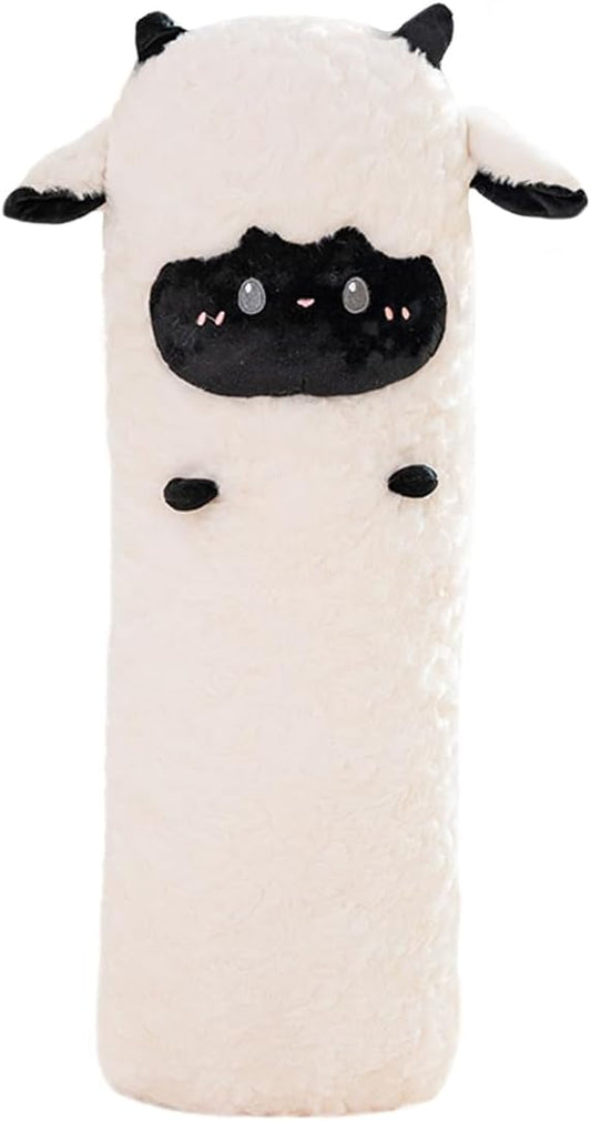 ELAINREN Ultra-Soft Long Black Sheep Plush Pillow Fluffy Curly Lamb Stuffed Animals Toy Cuddle Goat Plushie Doll Gifts/31.4''