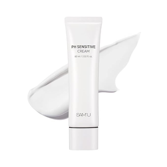 SAM'U PH Sensitive Cream– Face Moisturizer with Ceramide, Hyaluronic Acid & Allantoin & Centella, Long-lasting Hydration, Quick Absorbing Formula, Hypoallergenic Korean Skin Care 2.02 Fl Oz
