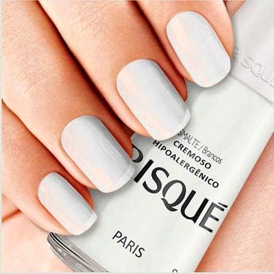 Nail Polish Risque Creamy White | Esmalte de Unhas | Fast Dry, Hypoallergenic, Long-Lasting, Extra Sparkle, Anti Allergic, Made in Brazil | Paris, 0.3 oz, 8ml