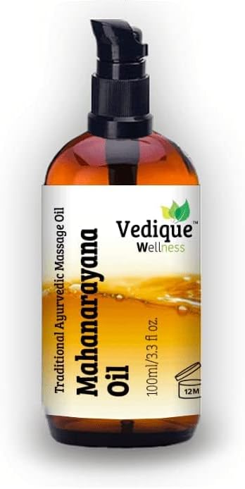 VEDIQUE Remedies Mahanarayana Oil | 100ml (3.38 fl oz) | Over 50 Herbs | Classical Ayurvedic Massage Oil for Muscles & Joints | Vata Balancing | All Natural
