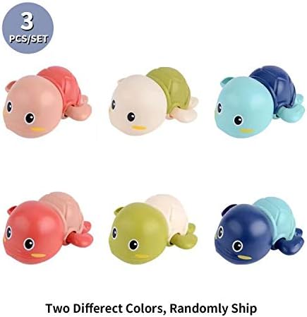 Baby Bath Toys, Wind up Swimming Turtle Toys for Toddlers, Floating Water Bathtub Shower Toys, Bathroom Pool Play Sets Fun Bathtime Gift for Kids Infants Boys Girls (3 Pack)