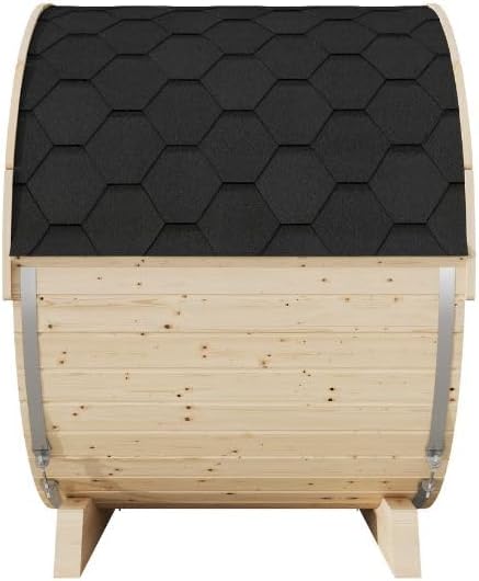 EuroSauna 2-Person Outdoor Barrel Sauna with Shingles, Lighting, & 6kW Harvia Sauna Heater, 81x59 (KIT 2)