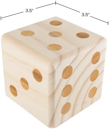 Wooden Yard Dice Set - 6-Pack of 3.5" Giant Playing Dice for Outdoor Games, With Zippered Carrying Case