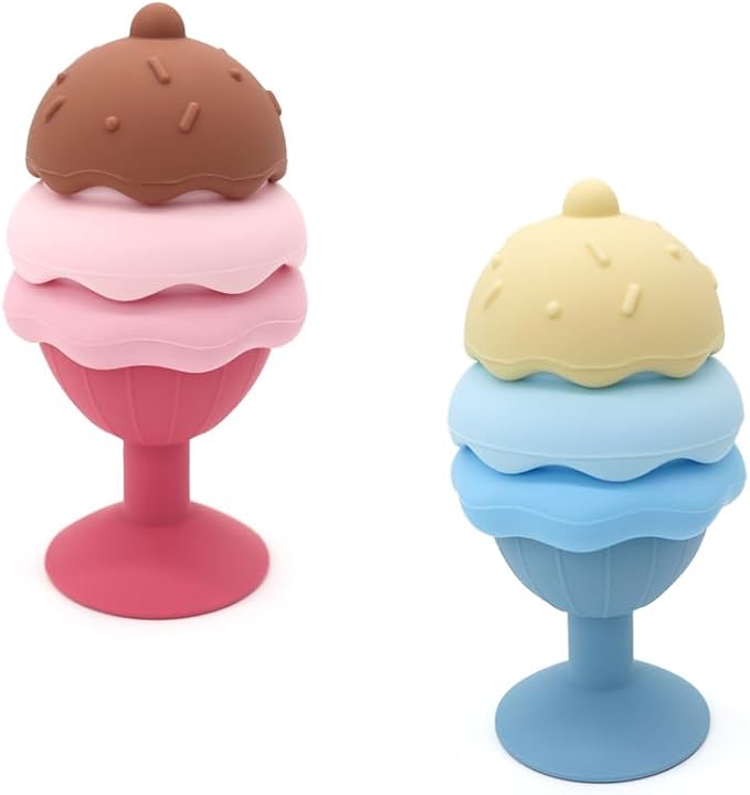 Bath Toys, Silicone Ice Cream Stacking Toy, Baby Bath Toy, Connect, Build, Create - Bathtub Toys