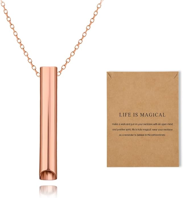 Mindful Breathe Necklace for Men Women Quit Smoking Breathe Whistle Pendant Stress Relief Necklace Anxiety Relief Gift