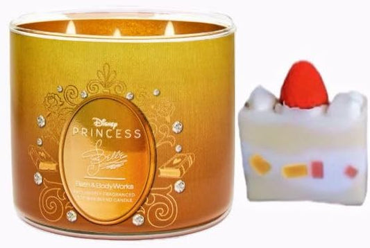 Belle - White Barn-Bath/Body Work- 3-Wick Scented Candle 14.5 OZ Burns 25-45 Hours and Strawberry Cake soap (Label Artwork Varies)