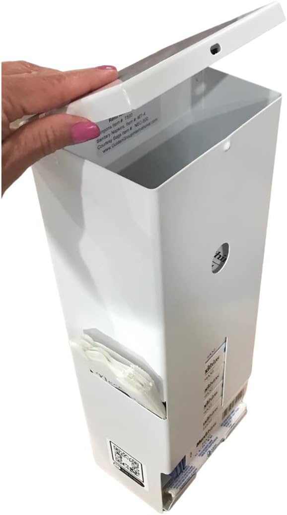 Sanitary Napkin and Tampon Dispenser Prefilled Free Vending White Metal