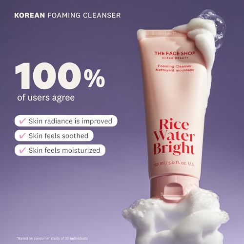 The Face Shop Korean Rice Cleansing Duo – Rice Extract Double Cleansing Foam & Makeup Wipes for All Skin Types