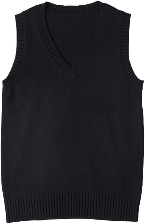 jinghuiyue Women’s V Neck Sweater Vest School Uniform Solid Color Sleeveless Knit Sweaters Pullover Tank Tops