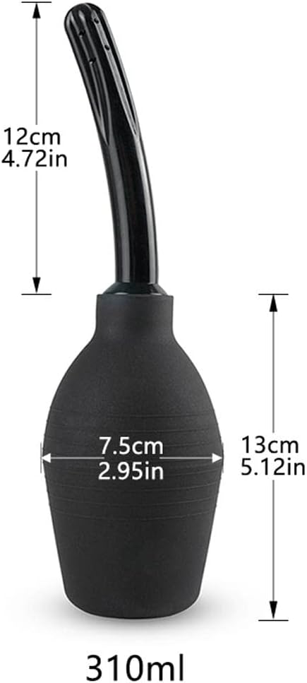 Rubber Vaginal Douche Cleansing, 310ml (10.5 fl oz), Black Enema Bulb for Intimate Hygiene