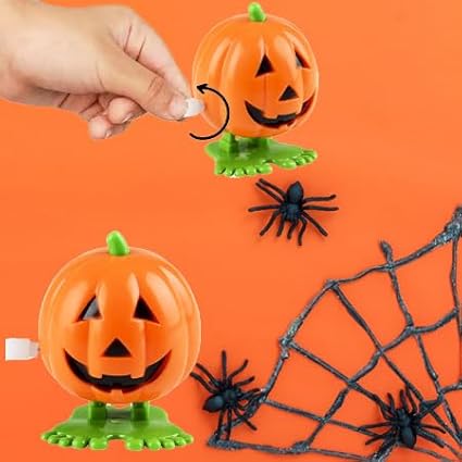 The Dreidel Company Halloween Pumpkin Wind-Up Toys, Birthday Party Favors, Novelty Toys for Boys and Girls, 2" Inches (48-Pack)