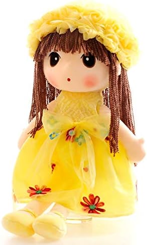 Tvoip Tulle Skirt Princess Plush Toy Phial Dolls Children Girls Doll Cute Little Girl Dolls, 18 Inch (Yellow)