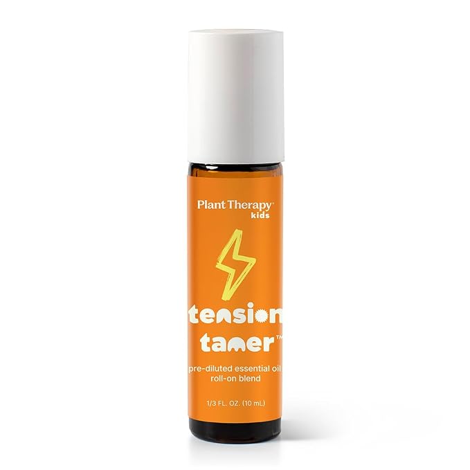 Plant Therapy Kids Tension Tamer Essential Oil Blend Pre-Diluted Roll-On 10 mL (1/3 oz) 100% Pure, Tension Headache Relief for Head and Neck