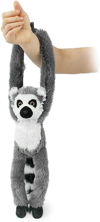 Stuffed Lemur Toy Hanging Stuffed Animal, Hooks and Stuffed Animals with Rings for Kids, Gifts for Boys and Girls,Lemur Plush Decoration Toys Hanging 20inches