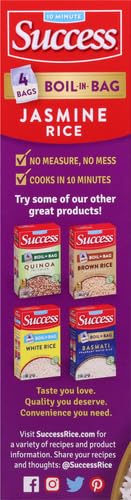 Success Boil-in-Bag Rice, Thai Jasmine Rice, 14-Ounce Box, Pack of 1 | Precooked rice bag for quick and easy meals, stovetop or microwave, ready in 10 minutes, gluten-free, kosher, non-GMO