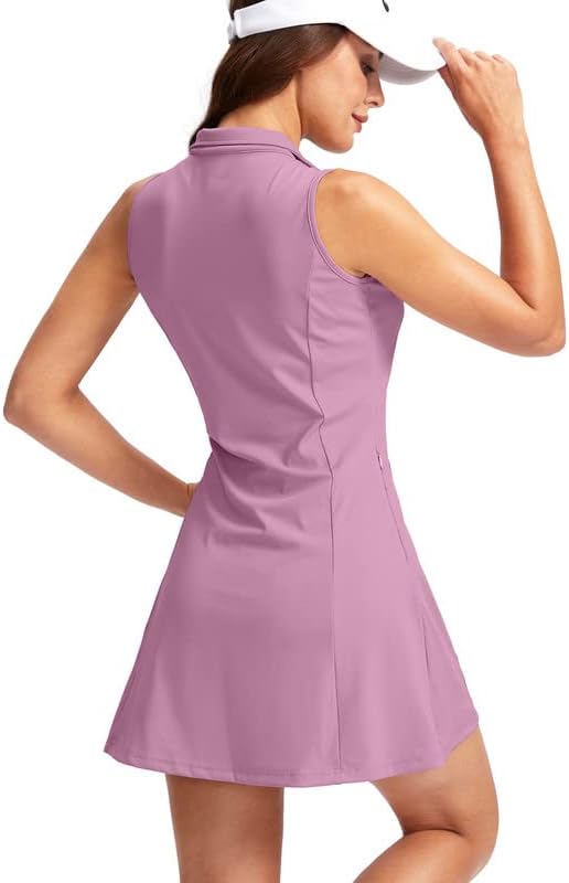 Viodia Women's Tennis Golf Dress with Shorts | Active, Exercise, Workout, Sports, Athletic, Dresses for Women, with Zipper Pockets