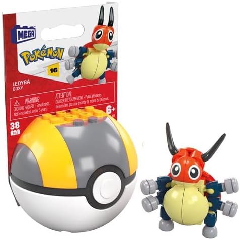 MEGA Pokémon Poké Ball Building Toy Set, Series 16, Cyndaquil, Ledyba, Mime Jr, Totodile, Chikorita, Hoppip, Ages 6+ FPM00-963G