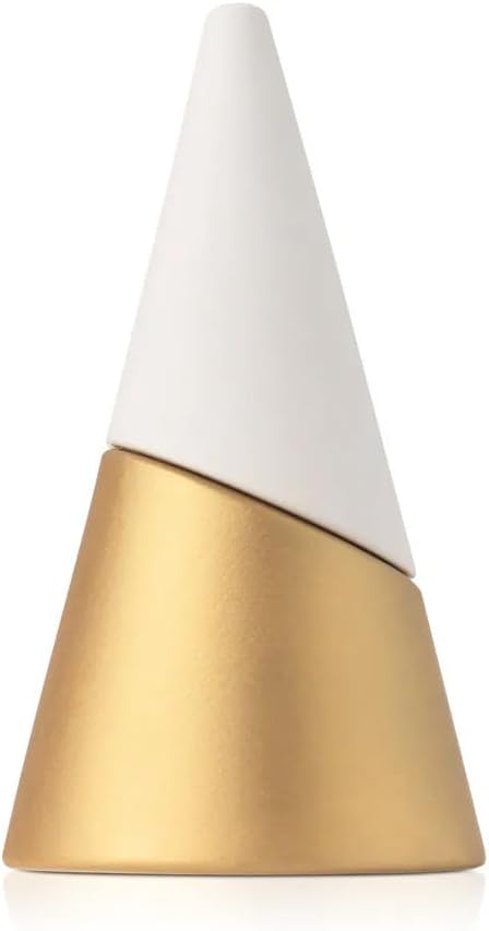 Serene House Aspen, Passive Diffuser for Essential Oils – Elegant, Wireless Aromatherapy Home Décor – Gold and White Ceramic