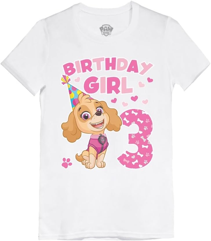 Tstars Skye Birthday Girl 3 Gifts for Three Years Old Bday Paw Patrol Theme Party Toddler Kids Girls Fitted T-Shirt A51144d