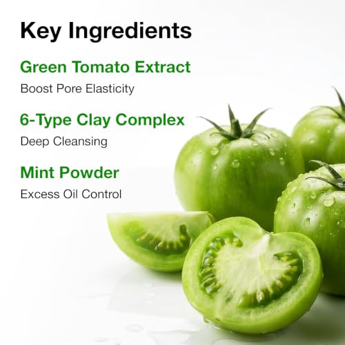 FULLY Green Tomato Pore Cleanser, Cardi B’s Clay Mask Cleanser for Deep Pore Cleanse & Pore Minimizer, Blackhead & Sebum Control, Gentle Face Wash for Women, Korean Skincare (Pack of 2)