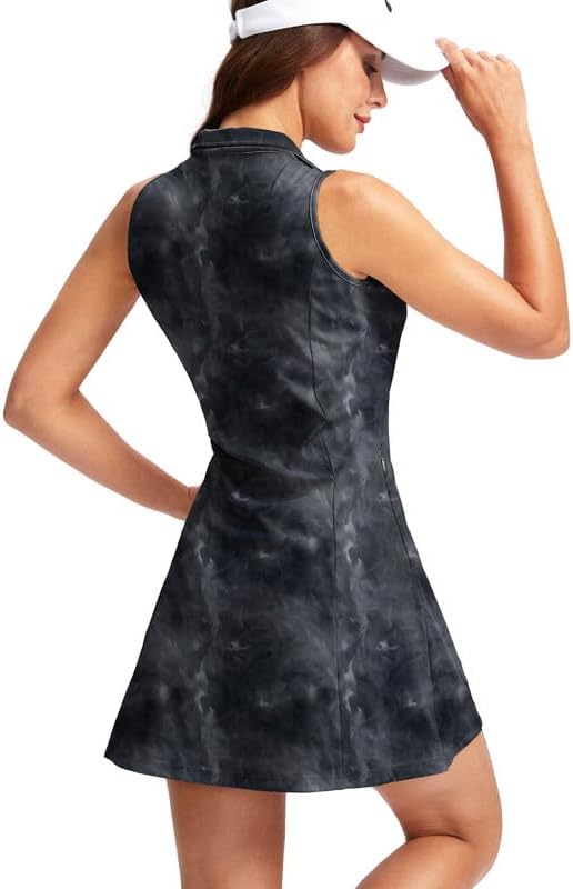 Viodia Women's Tennis Golf Dress with Shorts | Active, Exercise, Workout, Sports, Athletic, Dresses for Women, with Zipper Pockets