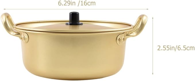 1set Korean Style Double Handled Non-stick Cooking Pot for Instant Noodles Chopsticks Aluminum Ramen Pot for Home Use Easy to Clean and Store