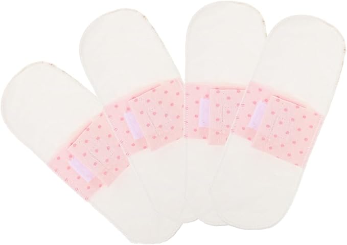 TEHAUX 4pcs Washable Cotton Menstrual Cloth Liners Panty Inserts 21cm Waterproof Soft Breathable Period Pads for Pregnancy and Postpartum Women