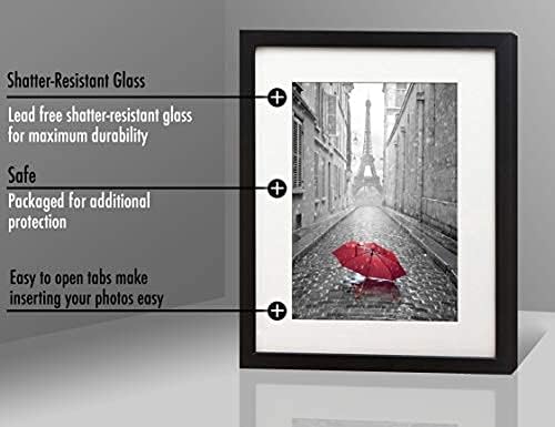 Americanflat 11x13 Picture Frame with Shatter-Resistant Glass - Use as 8x10 Frame with Mat or Display 11x13 Photo Without Mat - Signature Collection - Picture Frames for Wall Display - Black | Shatter-resistant glass, hangs vertical or horizontal, sawt...