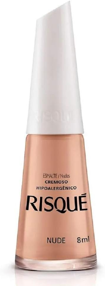 Nail Polish Risque Nude | Esmalte de Unhas | Fast Dry, Hypoallergenic, Long-Lasting, Extra Sparkle, Made in Brazil | Nude, 0.3 oz, 8ml