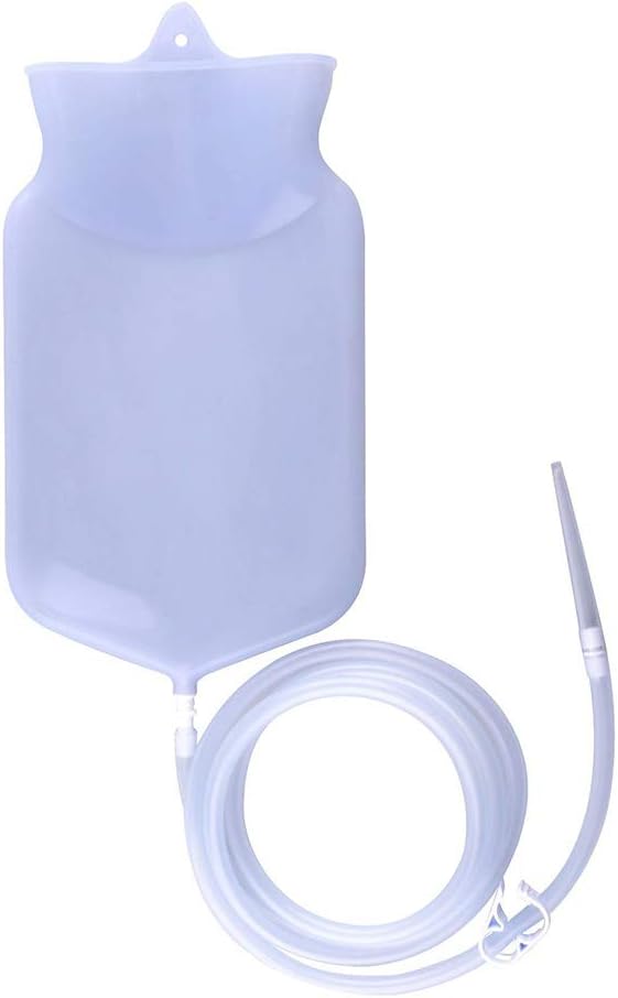 Silicone Enema Bag Kit for Colon Cleansing | 2 Quart Open Top Enema Bag with Silicone Hose - Reusable Home Coffee Water Colon Cleansing Enema Kit