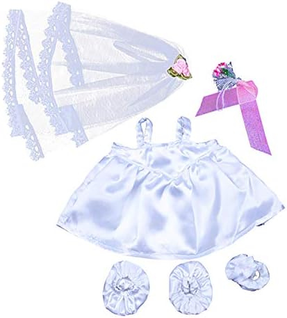 Bride w/Veil and Bouquet outfit Teddy Bear Clothes Fits Most 14" - 18" Build-A-Bear and Make Your Own Stuffed Animals